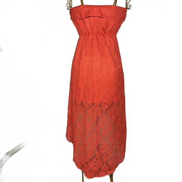 Trixxi Red Lace Strapless High-Low Dress - Juniors Size Small - Picture 4 of 4